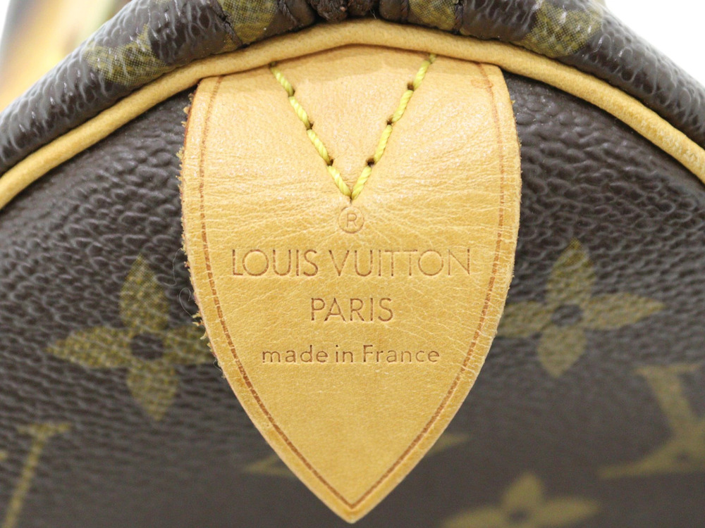 LOUIS VUITTON Speedy Boston bag handbag Monogram canvas key padlock brown